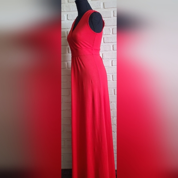 NWT NEW Lands End Sleeveless Pima Jersey Knit Maxi Dress Red Orange Size XS - Picture 5 of 12
